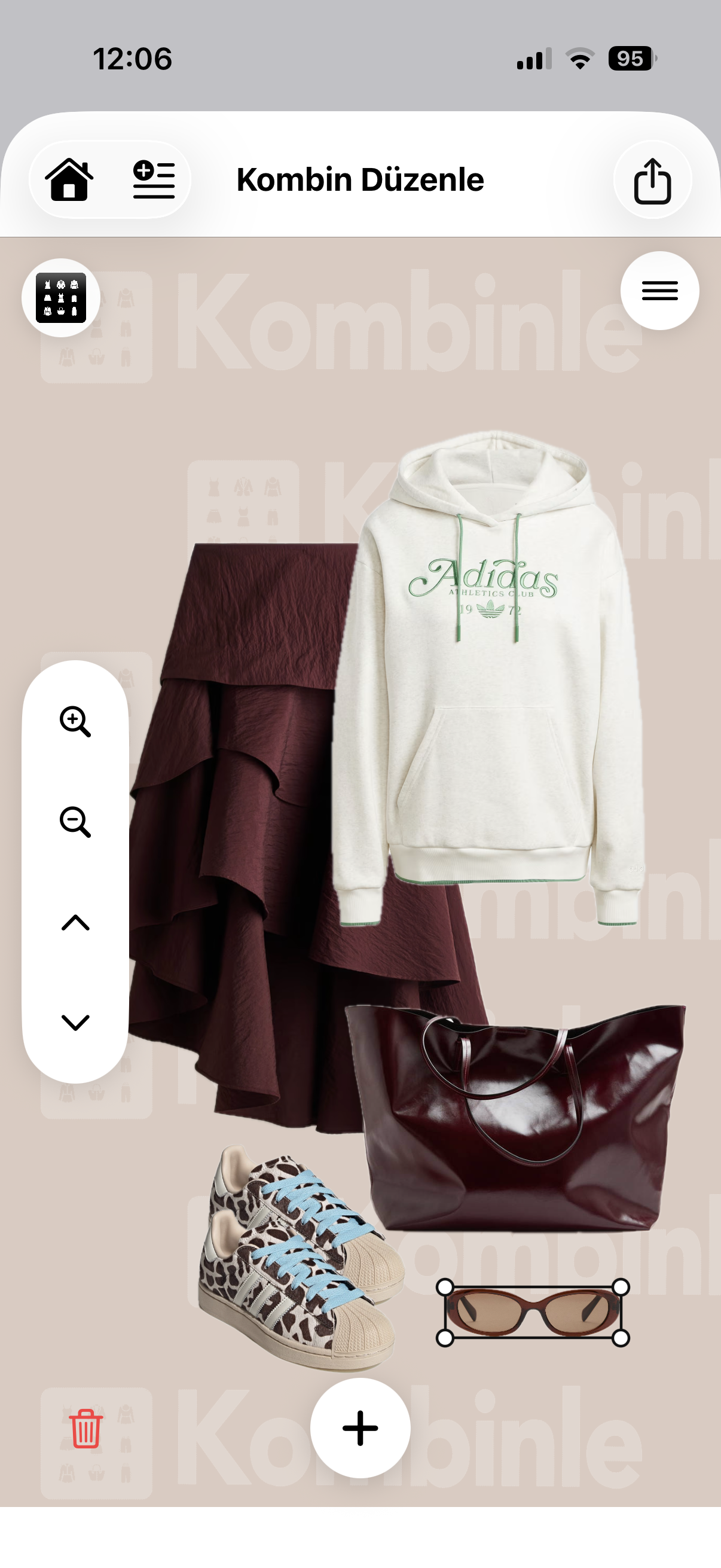 Kombin düzenleme görünümü